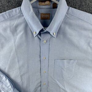 Gitman Bros Button-Down Oxford USA Cotton 17.5 34 Blue Shirt Men Solid Woven